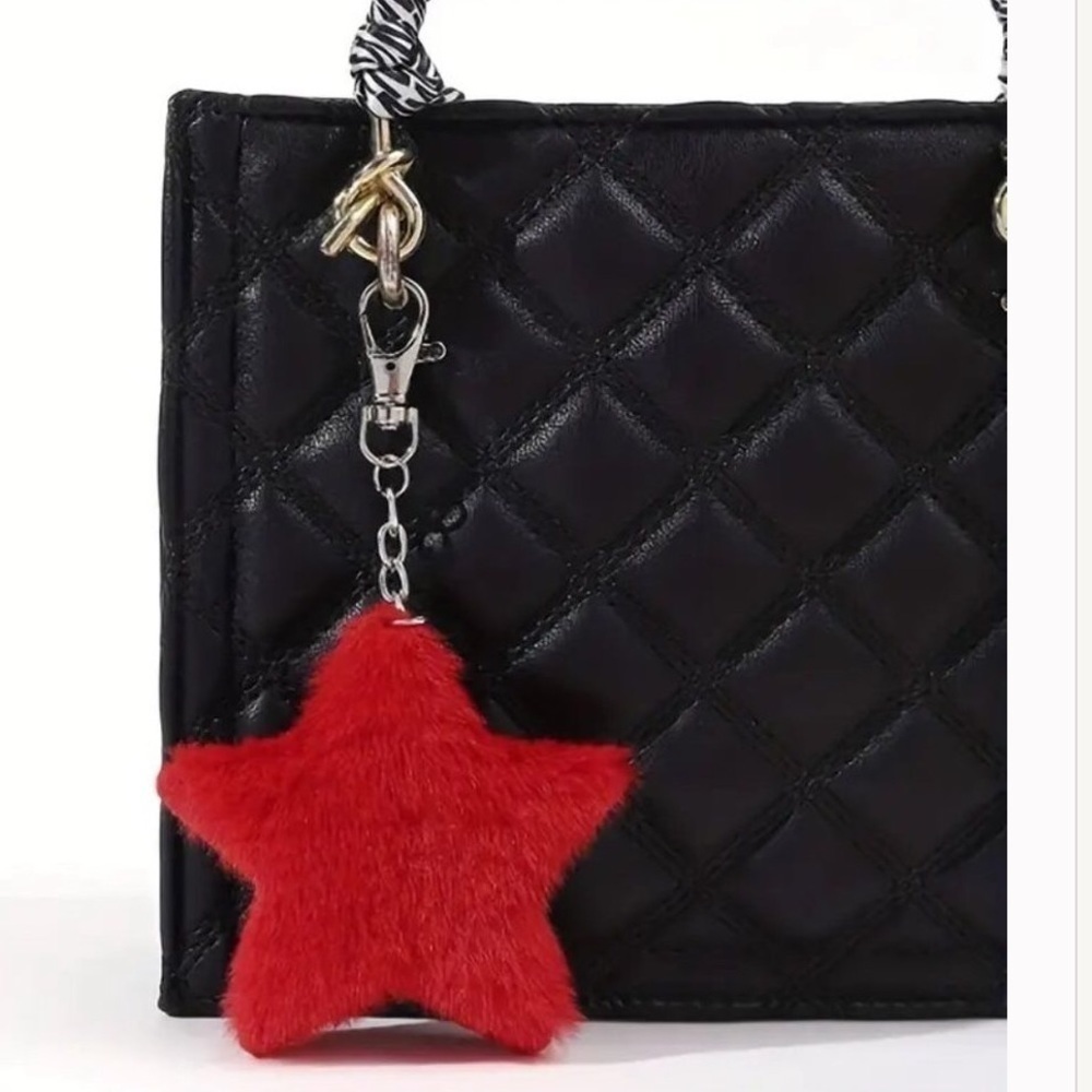 Red Plush Fuzzy Star Bag Charm NWT